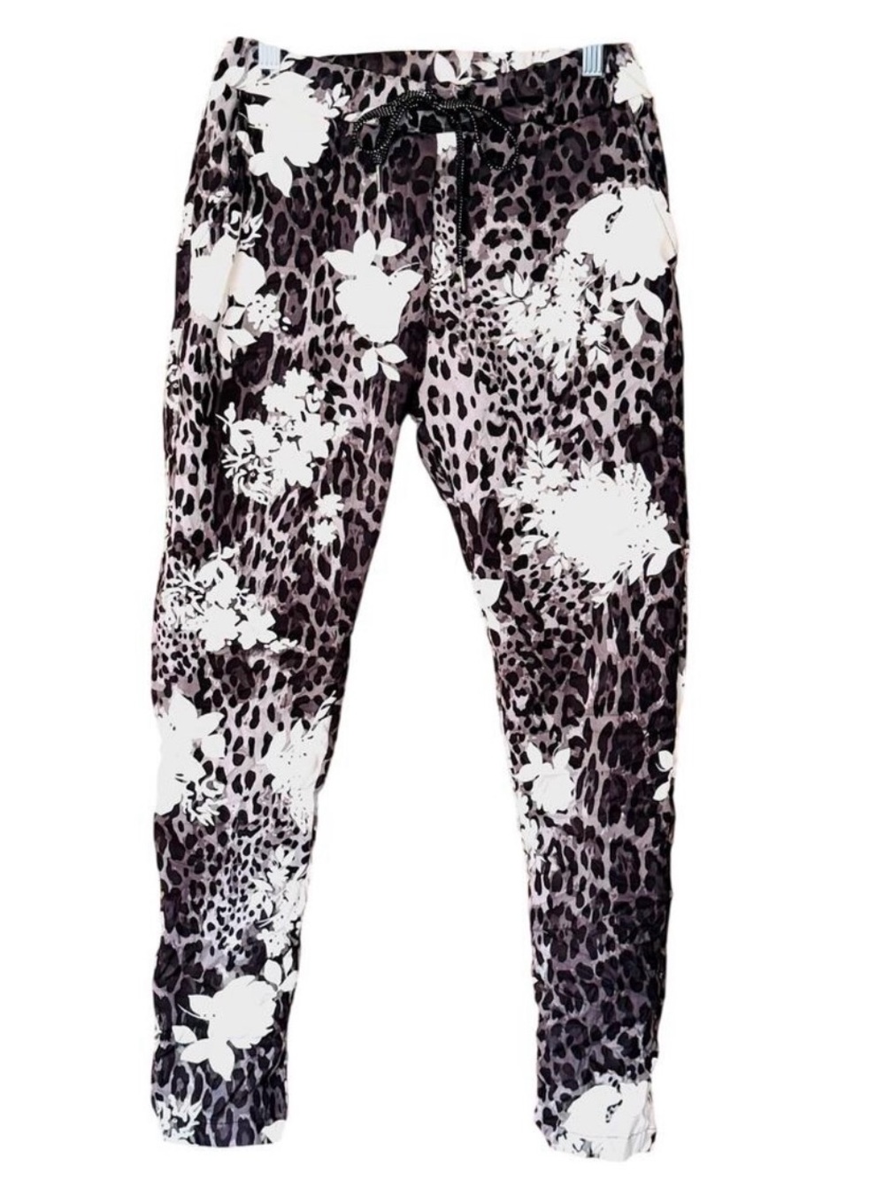 Brand Bazar Made In Italy Drawstring Floral Animal Print Pants Stretch Sz Small